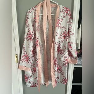 Floral silk robe